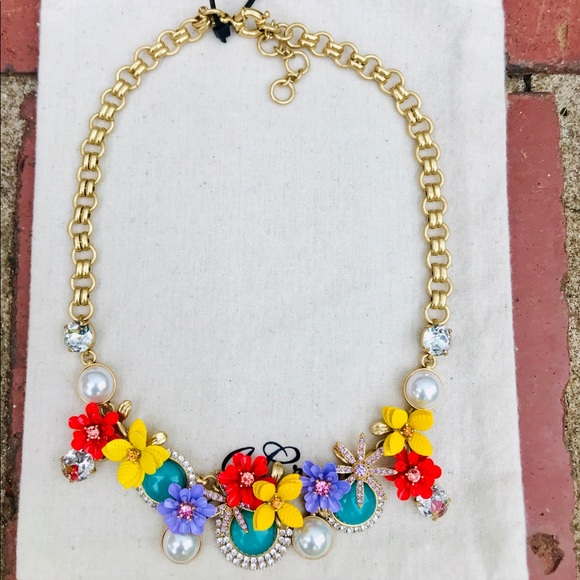 J. Crew Tropical Bloom Statement Necklace NWT - Picture 4 of 7